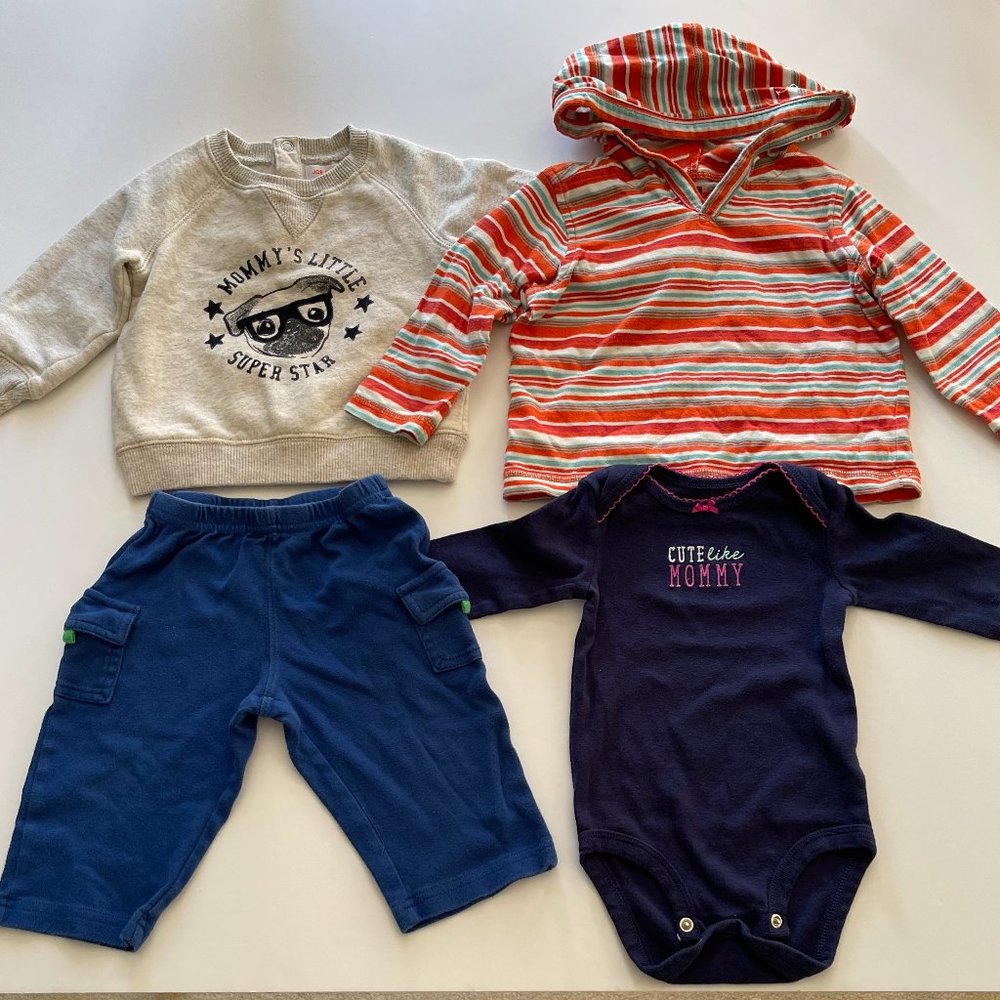 Mother's Day LOT of 4 baby clothes - 6 to 12 months (TEA Collection, Carter's +